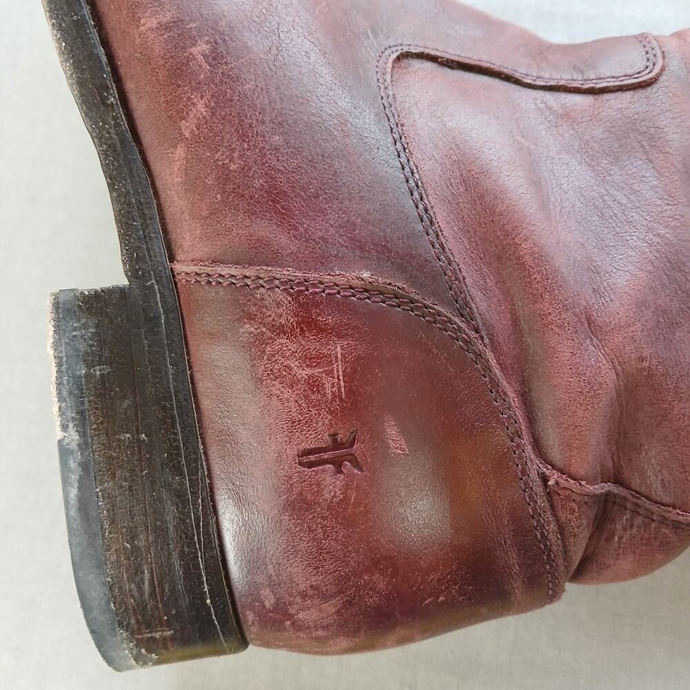 SINGLE LEFT FOOT ONLY Frye Molly Button Tall Boot 10B brown leather zip 1" heel - Picture 9 of 16